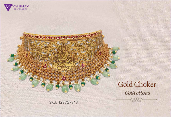 Buy latest Gold Choker Necklace Set Designs Online in India