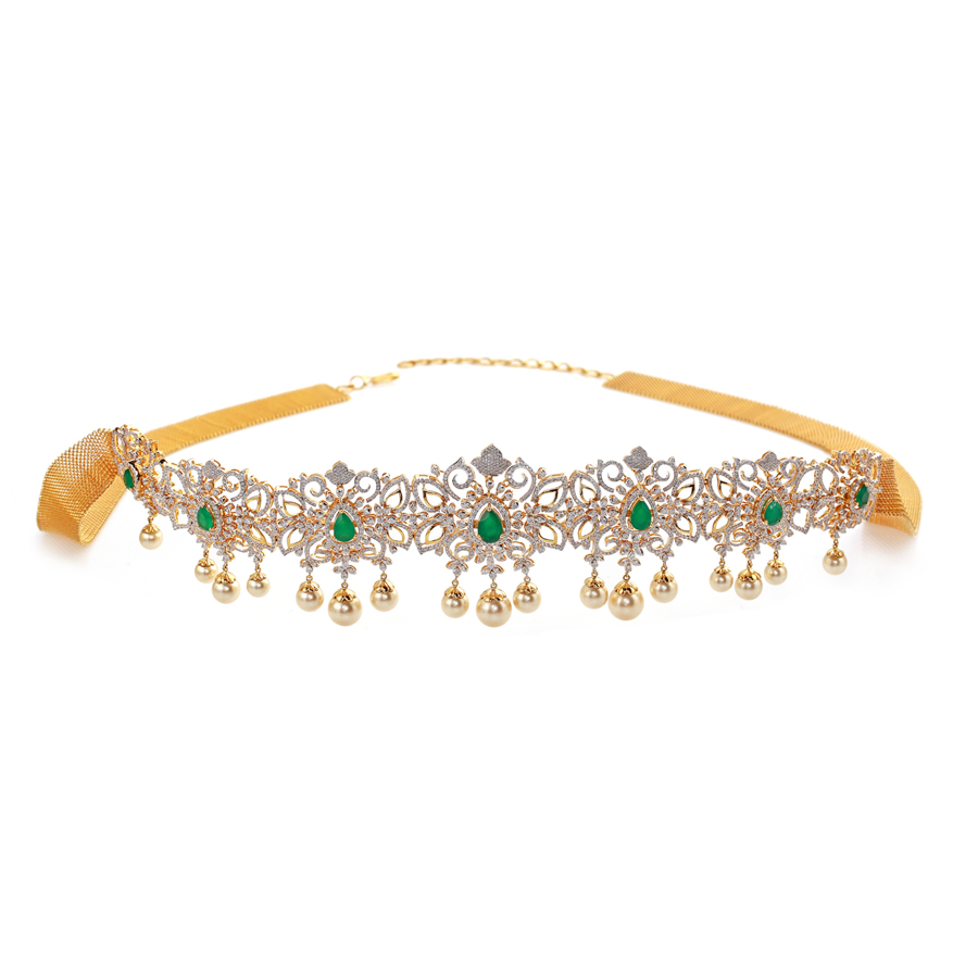 Buy Precious Pearl and Diamond Vaddanam Online from Vaibhav Jewellers