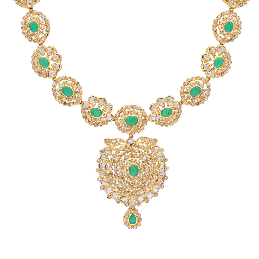 Grand Emerald Antique Polki Necklace 