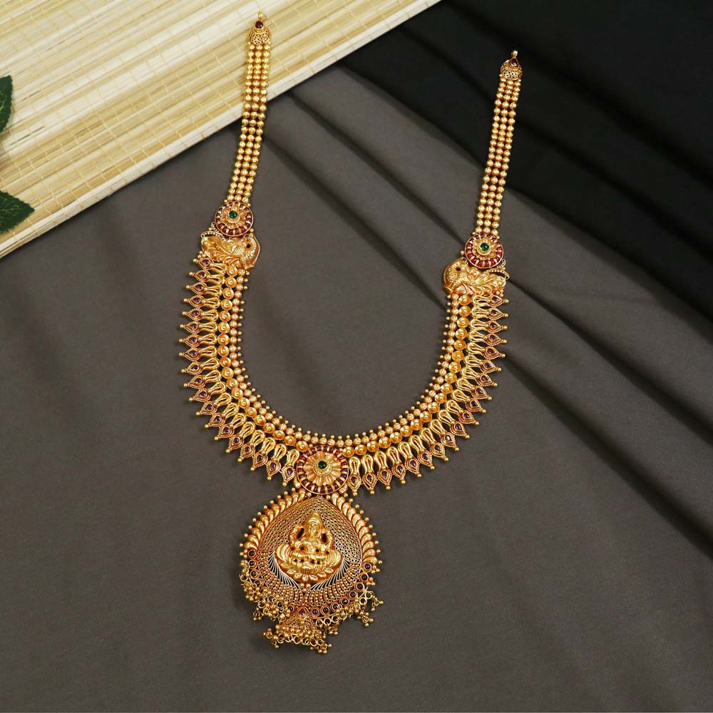 Vaibhav Jewellers 22K Antique Gold Gheru U Shape Haram 124VG3528