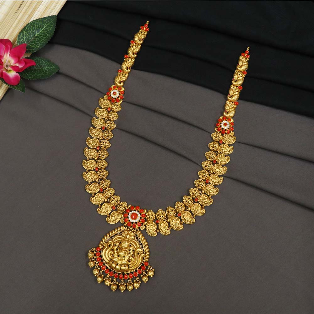 Vaibhav Jewellers 22K Antique Gold Haram 124VG3634