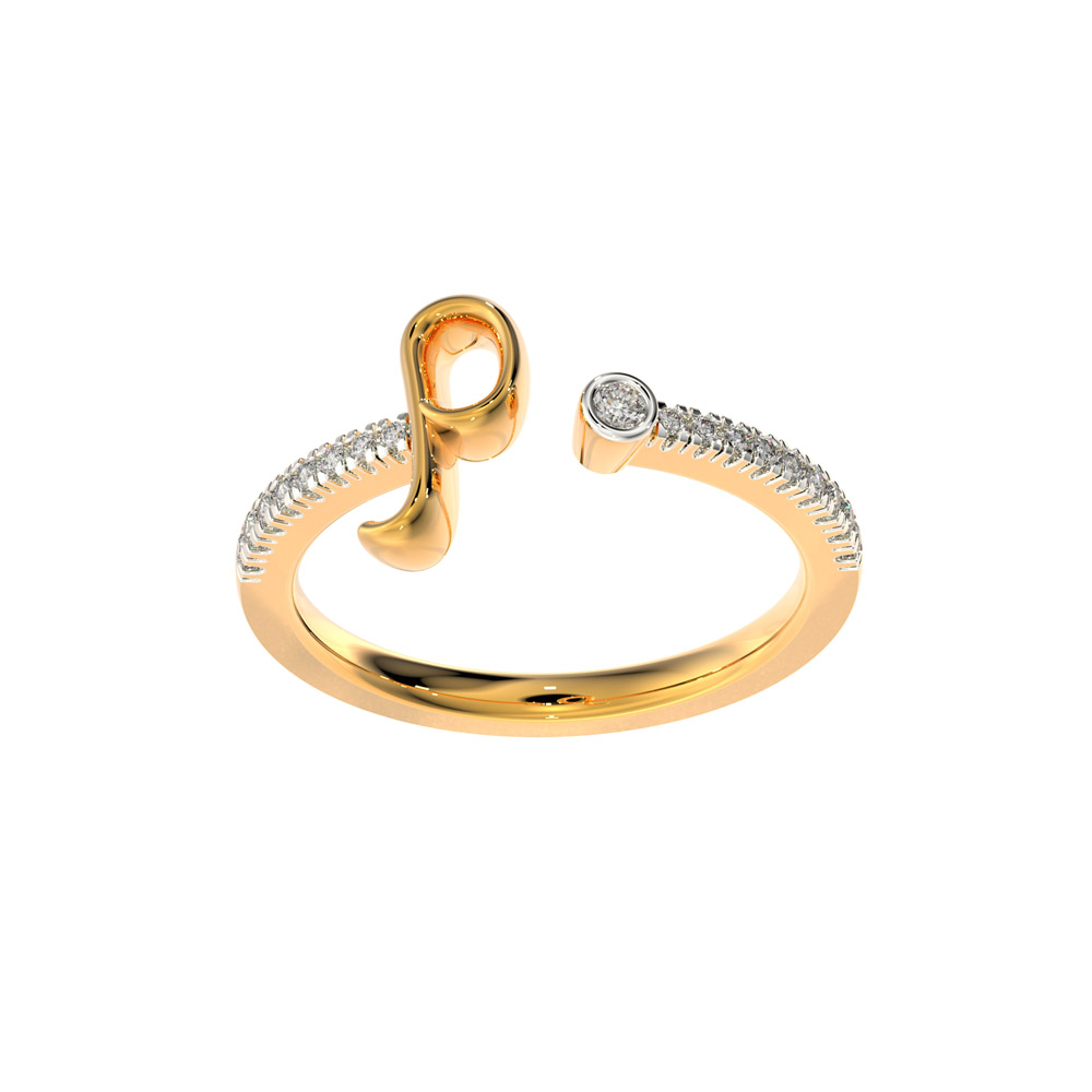 L Letter Name Alphabet Fingure Ring Gold Plated