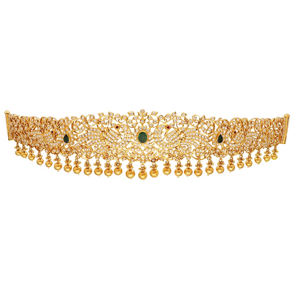 Buy 22Kt Gold Peacock Design Diamond Vaddanam 213VG20 Online from ...