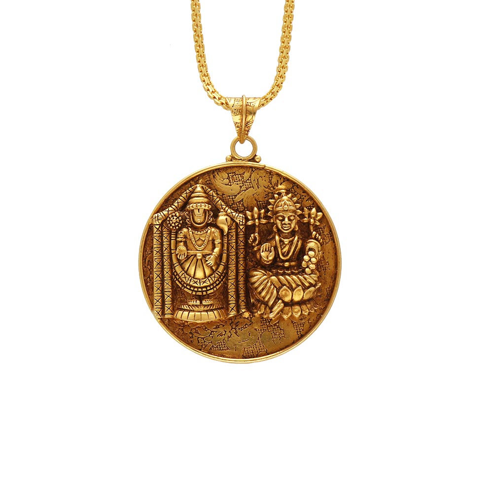 Buy 22Kt Antique Gold Divine Lakshmi Narayana Pendant Design ...