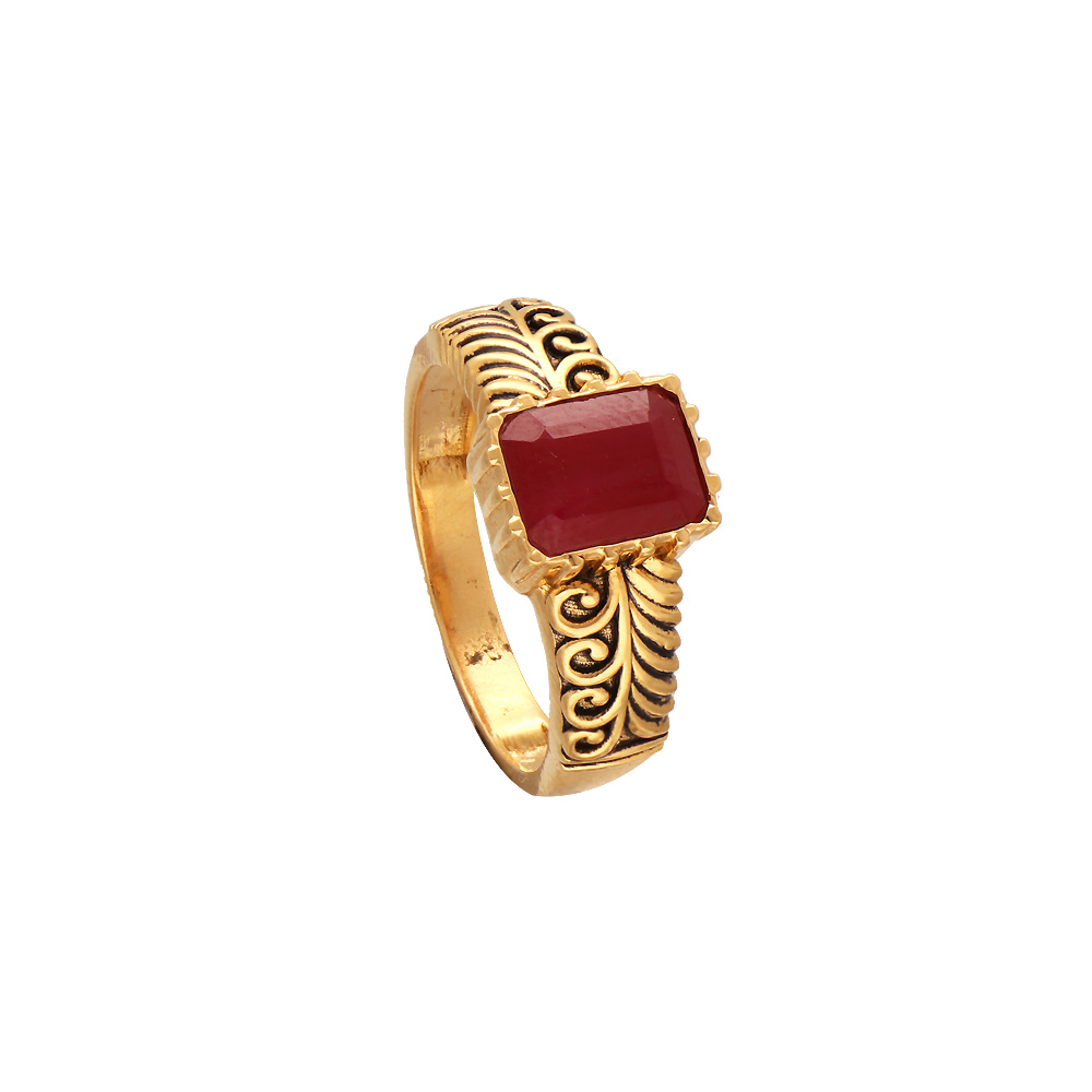 Red Oval stone Ring (14K) – Popular J