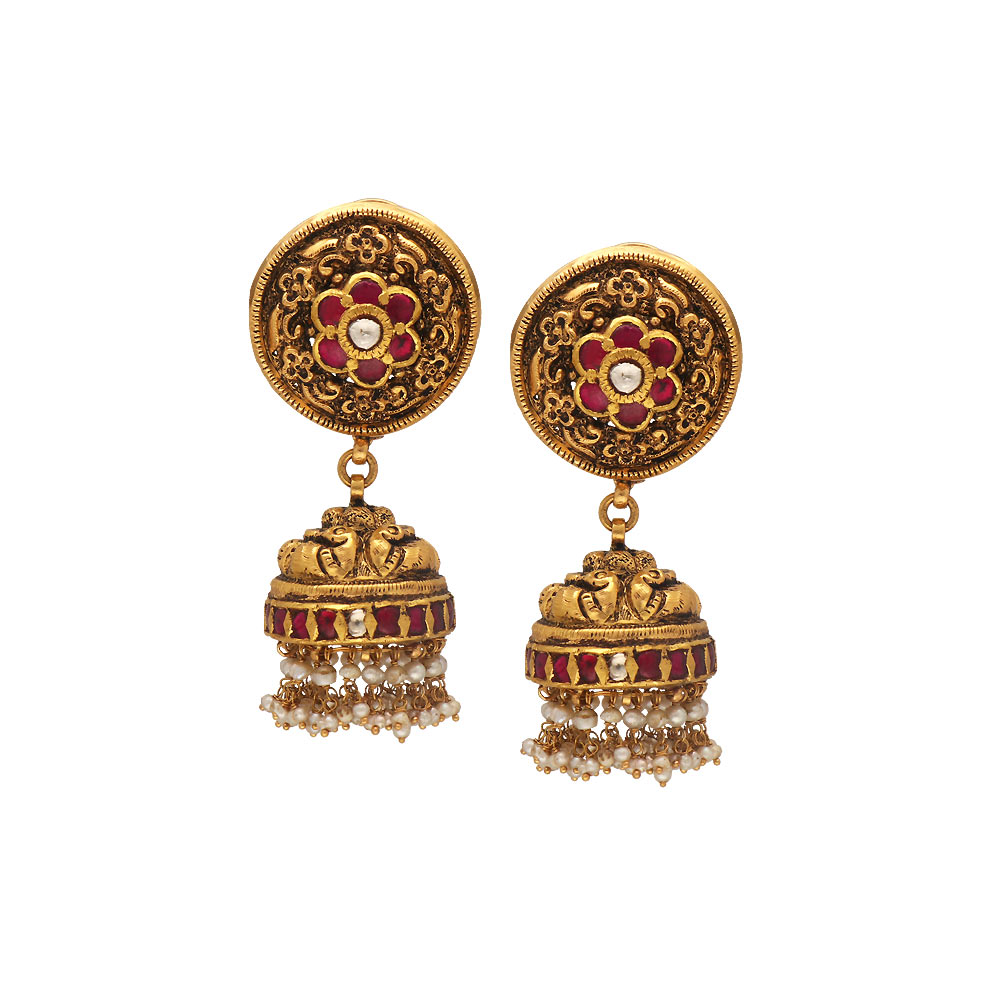 Coin Polki Earrings | Gold Earrings By Nadia Chhotani