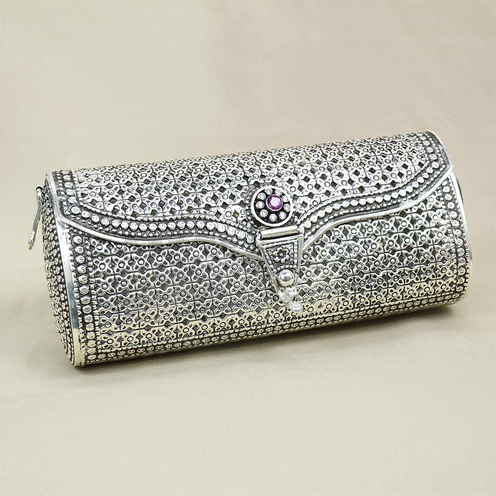 Wholesaler of Pure silver purse with handle in fine carvings | Jewelxy -  229908