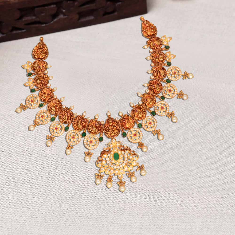 Golden Wedding 92.5 silver layered kundan necklace at Rs 6300/set in Jaipur