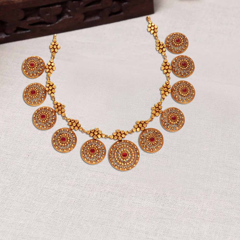 Diamond Closed setting Bottu mala Necklace Haar in yellow gold - Krishna  Jewellers Pearls and Gems