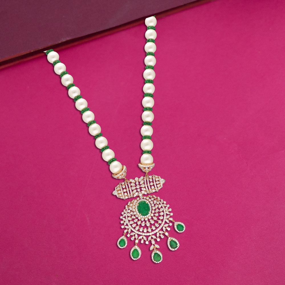 Buy Sri Jagdamba Pearls Foolan 2 Line White Pearl Necklace Set Online At  Best Price @ Tata CLiQ