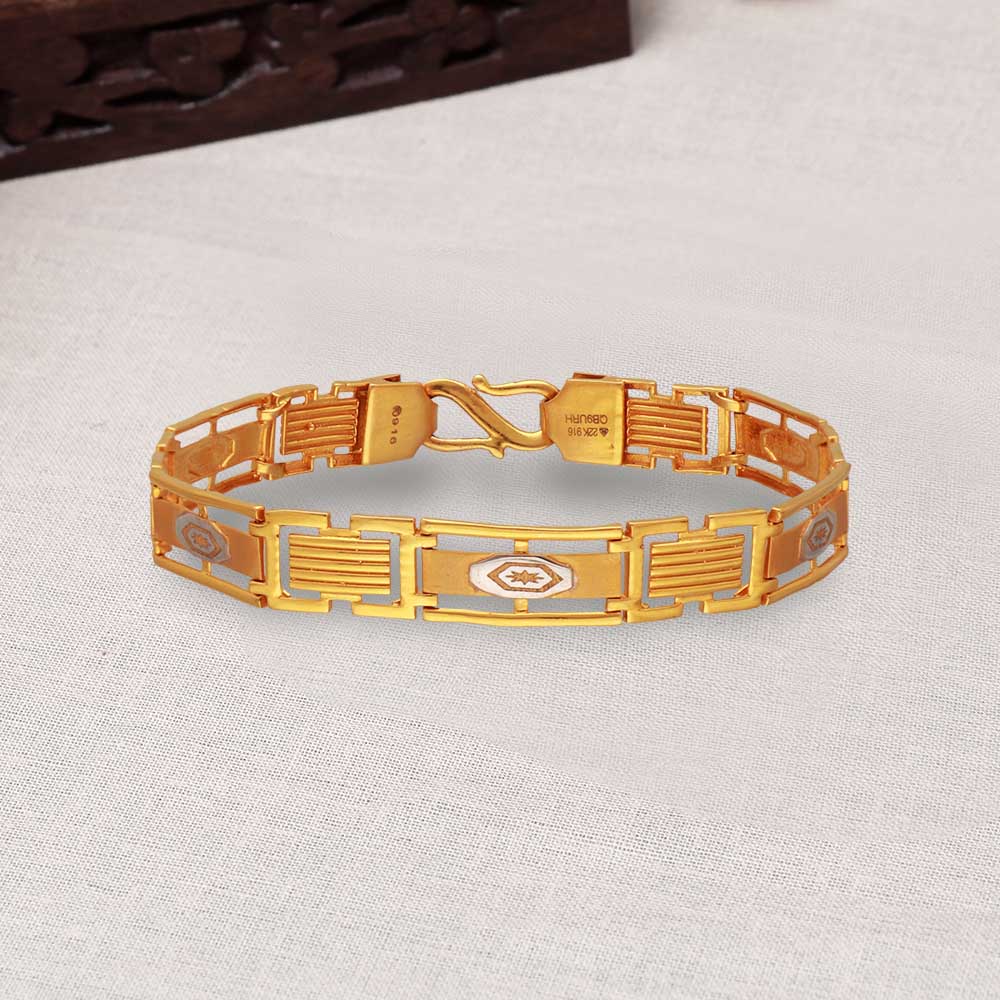 22K Yellow gold Men's Bracelet Beautifully handcrafted diamond cut design  132 | eBay