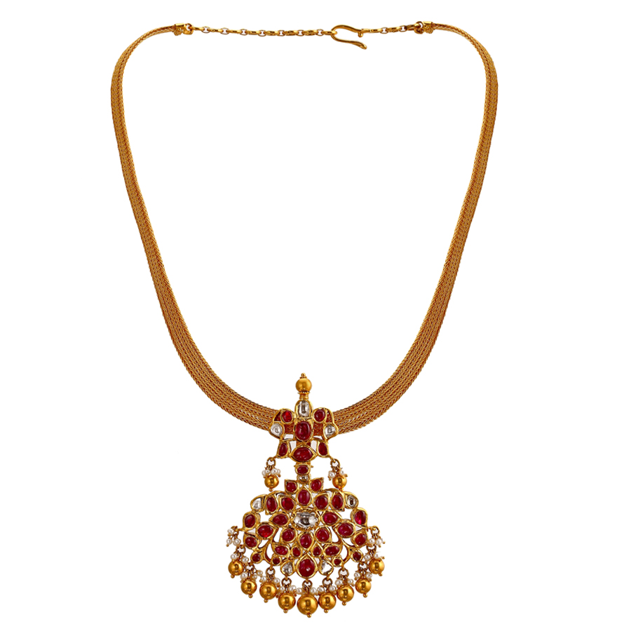 Discover Driva Kempu Jadau Silver Necklace | Paksha - Paksha India