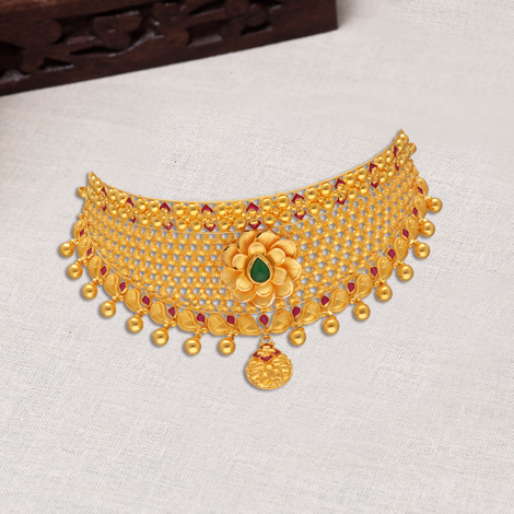 Buy 22Kt Light Weight Gold Choker Designs 9VK9837 Online from Vaibhav  Jewellers