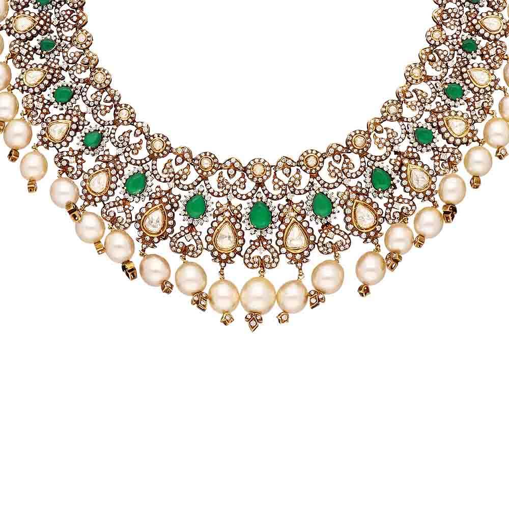 Buy Pachi Diamond Necklace 463VG92 Online from Vaibhav Jewellers