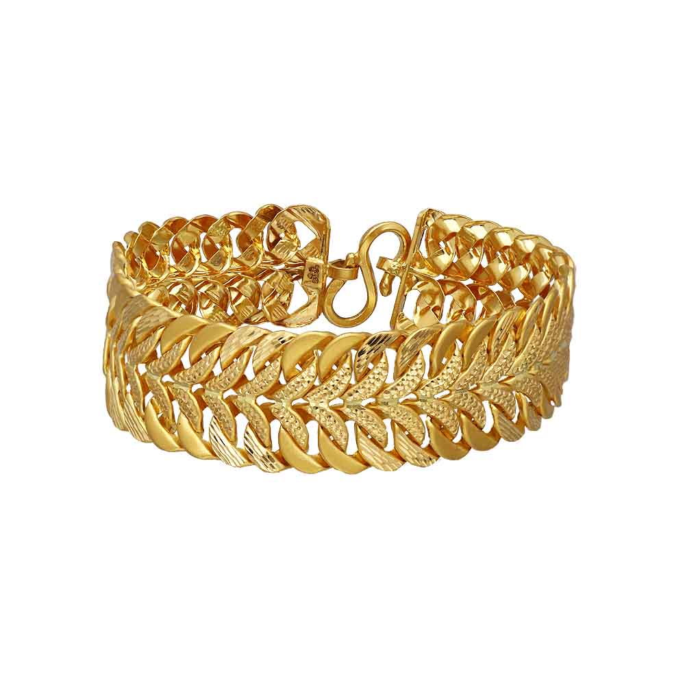 Authentic 22kt yellow gold handmade solid gold curb cuban link chain  bracelet fabulous diamond cut design men's jewelry br21 | TRIBAL ORNAMENTS