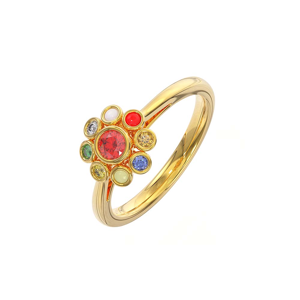 Cordelia Navratna Ring Online Jewellery Shopping India | Yellow Gold 14K |  Candere by Kalyan Jewellers